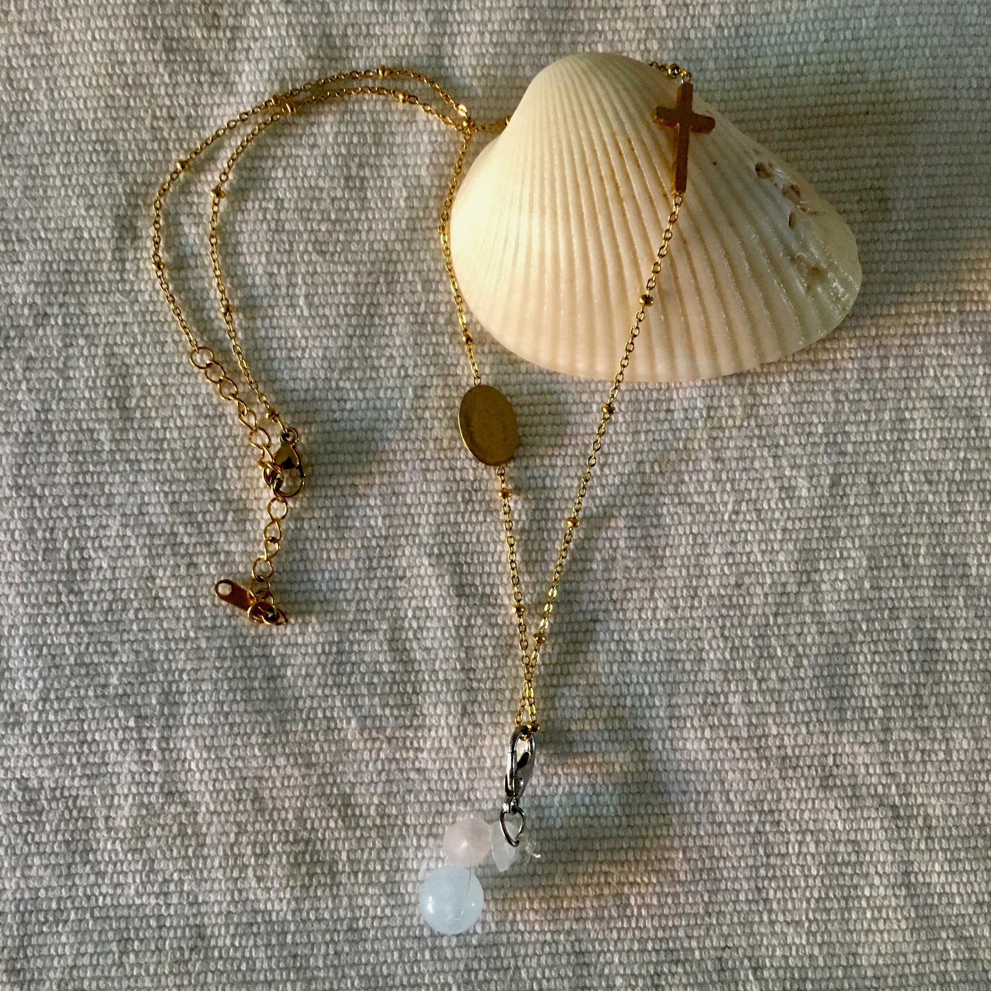 Amulets cross-necklace with earrings Quartz